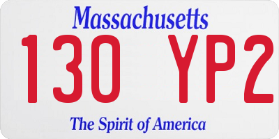 MA license plate 130YP2