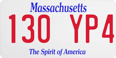 MA license plate 130YP4