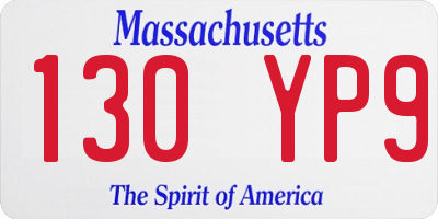 MA license plate 130YP9