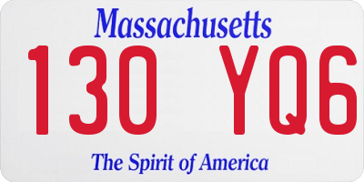 MA license plate 130YQ6