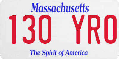 MA license plate 130YR0