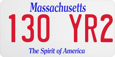 MA license plate 130YR2