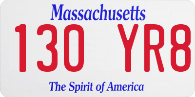 MA license plate 130YR8