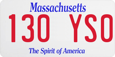 MA license plate 130YS0