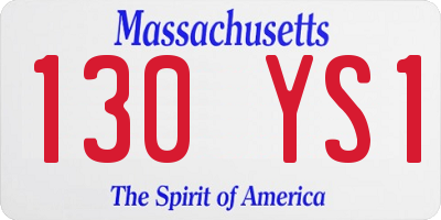 MA license plate 130YS1