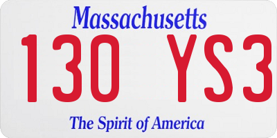 MA license plate 130YS3