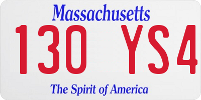 MA license plate 130YS4