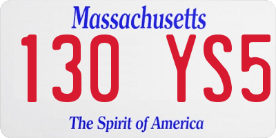 MA license plate 130YS5