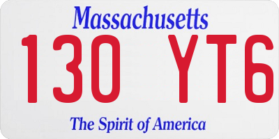 MA license plate 130YT6