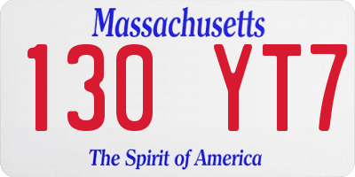 MA license plate 130YT7