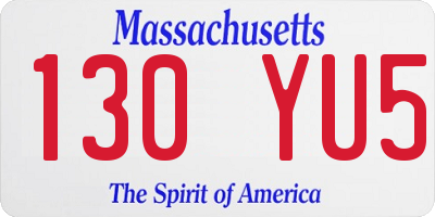 MA license plate 130YU5
