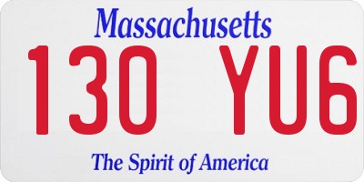 MA license plate 130YU6