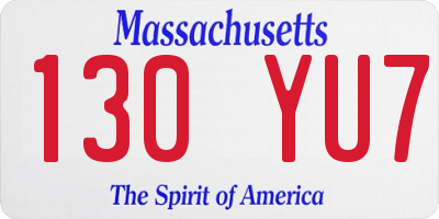 MA license plate 130YU7