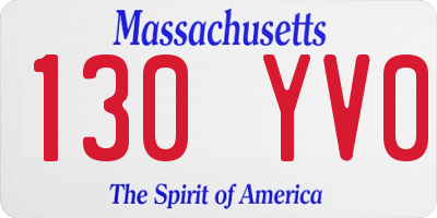 MA license plate 130YV0