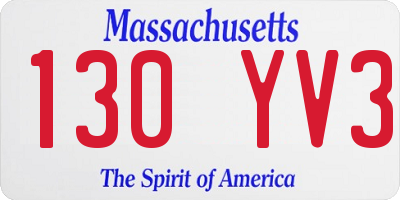 MA license plate 130YV3