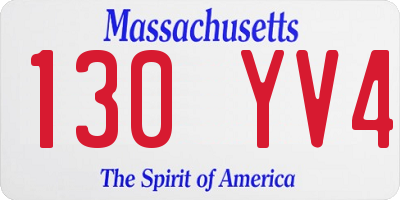 MA license plate 130YV4
