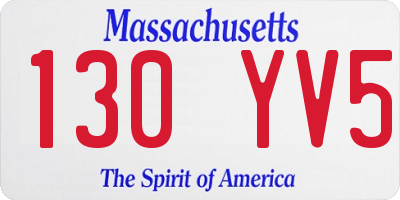 MA license plate 130YV5