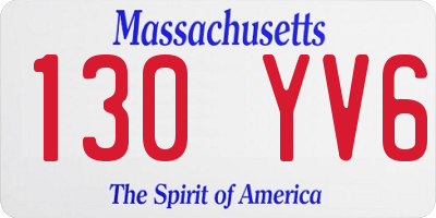 MA license plate 130YV6