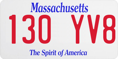 MA license plate 130YV8