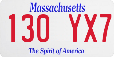 MA license plate 130YX7
