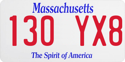 MA license plate 130YX8