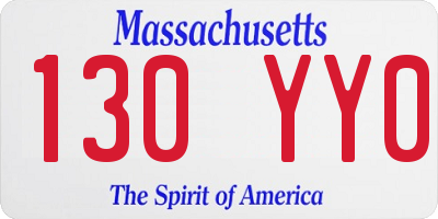 MA license plate 130YY0