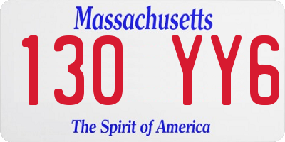 MA license plate 130YY6