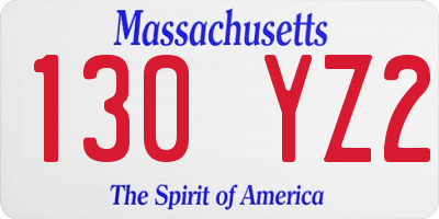 MA license plate 130YZ2