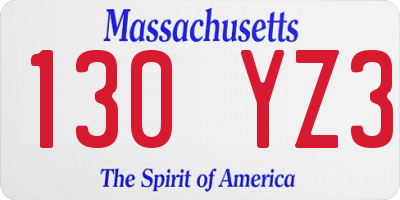 MA license plate 130YZ3