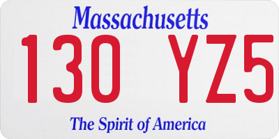 MA license plate 130YZ5