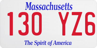 MA license plate 130YZ6