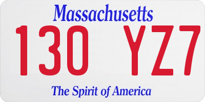 MA license plate 130YZ7
