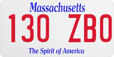 MA license plate 130ZB0