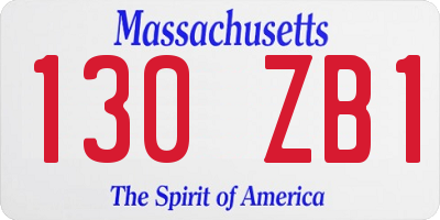 MA license plate 130ZB1