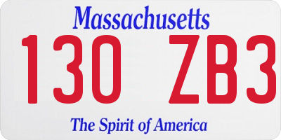 MA license plate 130ZB3