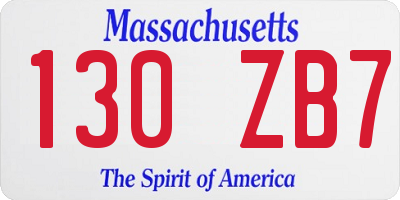 MA license plate 130ZB7