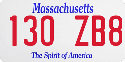 MA license plate 130ZB8