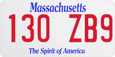 MA license plate 130ZB9