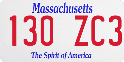 MA license plate 130ZC3