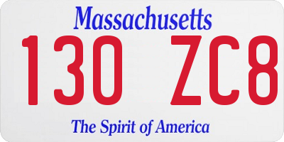 MA license plate 130ZC8