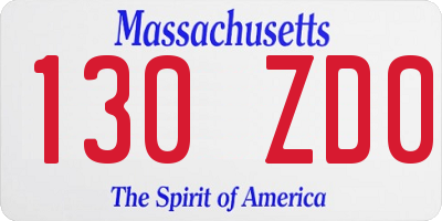 MA license plate 130ZD0