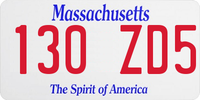 MA license plate 130ZD5