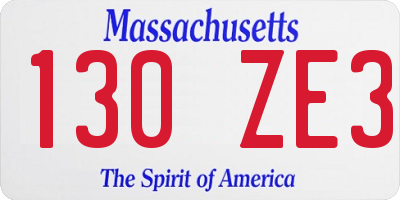 MA license plate 130ZE3