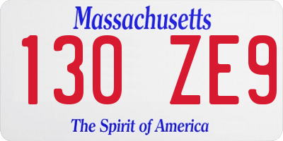 MA license plate 130ZE9