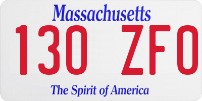 MA license plate 130ZF0