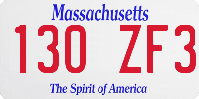 MA license plate 130ZF3