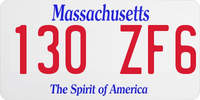 MA license plate 130ZF6