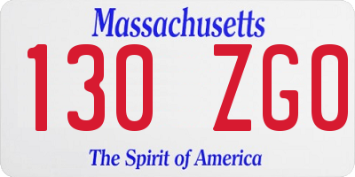 MA license plate 130ZG0