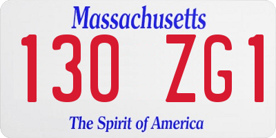 MA license plate 130ZG1