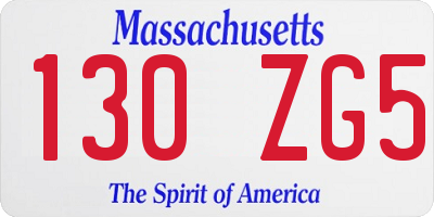 MA license plate 130ZG5